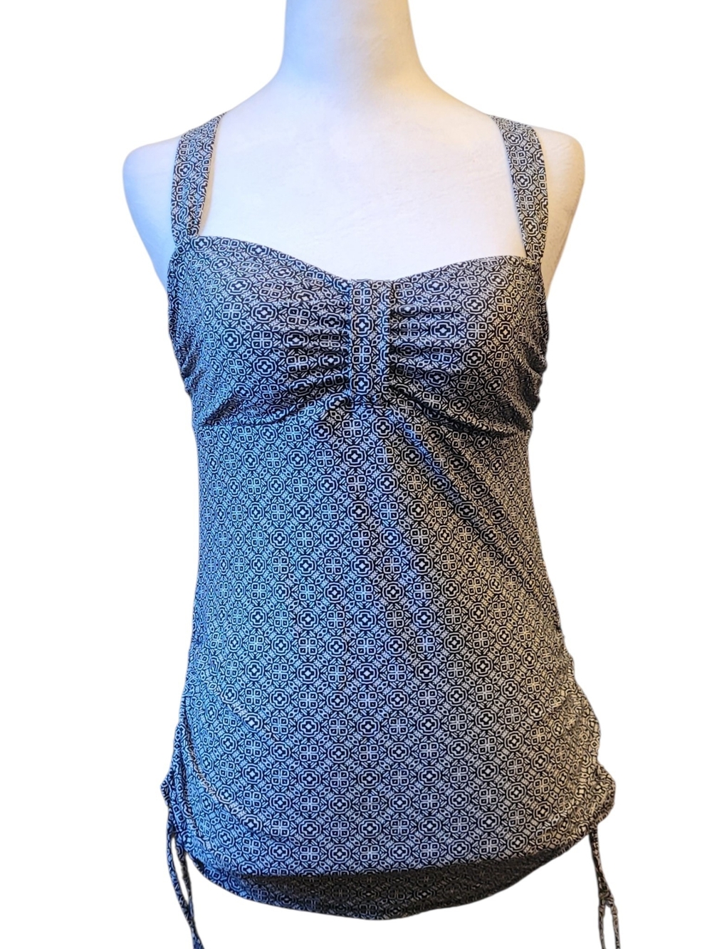 Christina Black and White Printed Tankini Top